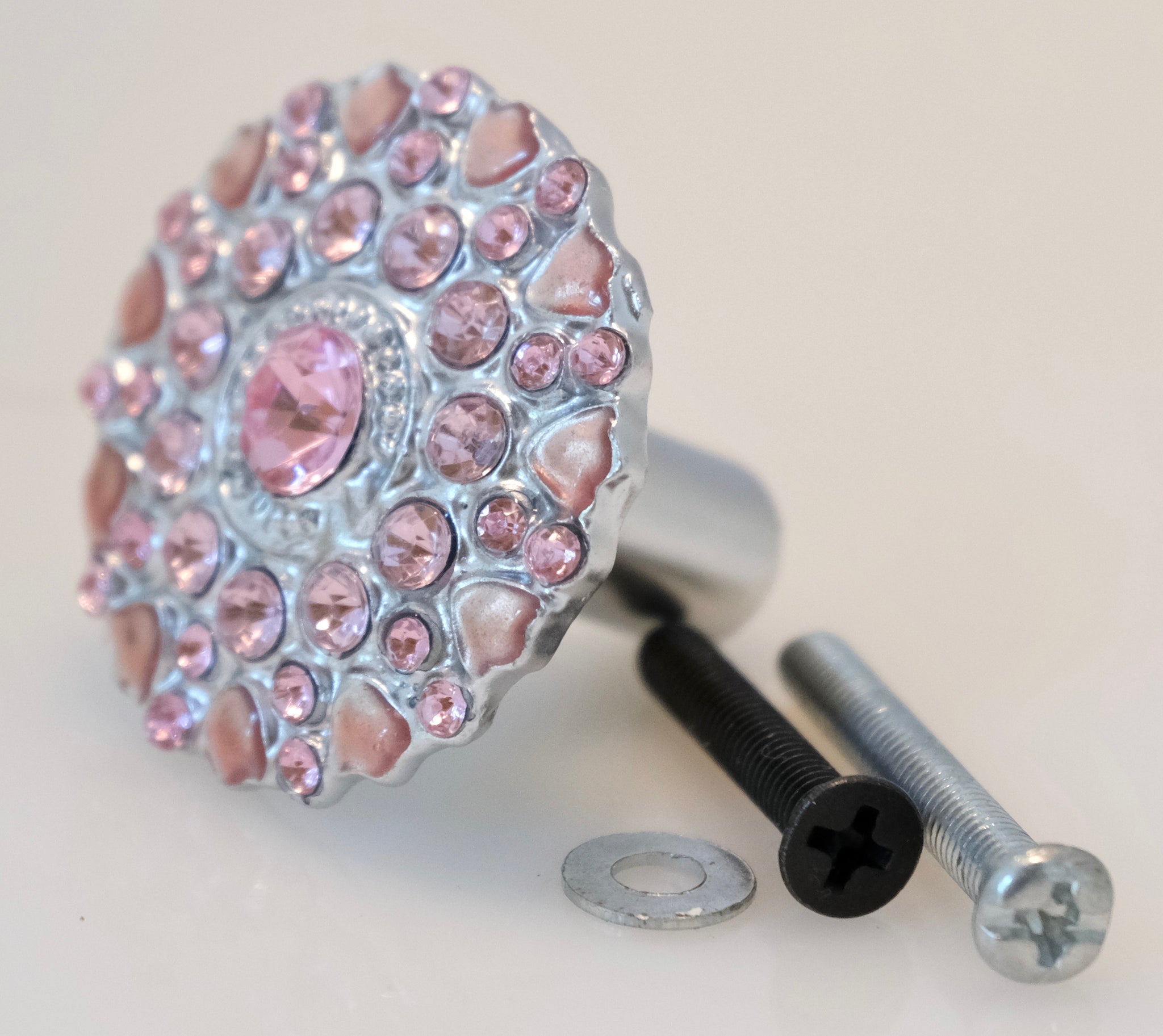 Jewel Knob - Pink Flower