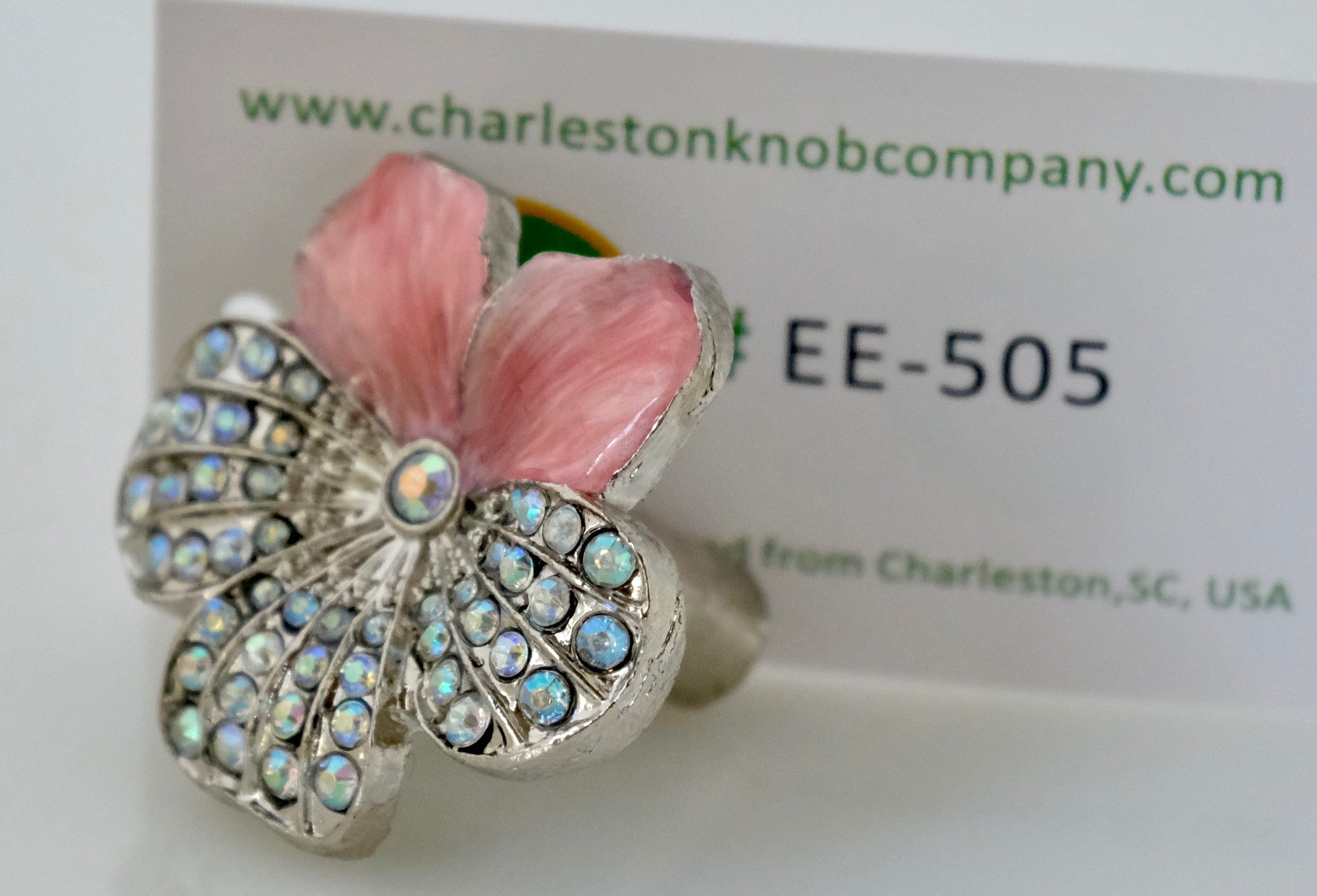 Jewel Knob - Pink Geranium Cloisonné