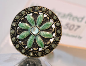 Handcrafted Jewel Knob - Green Petals