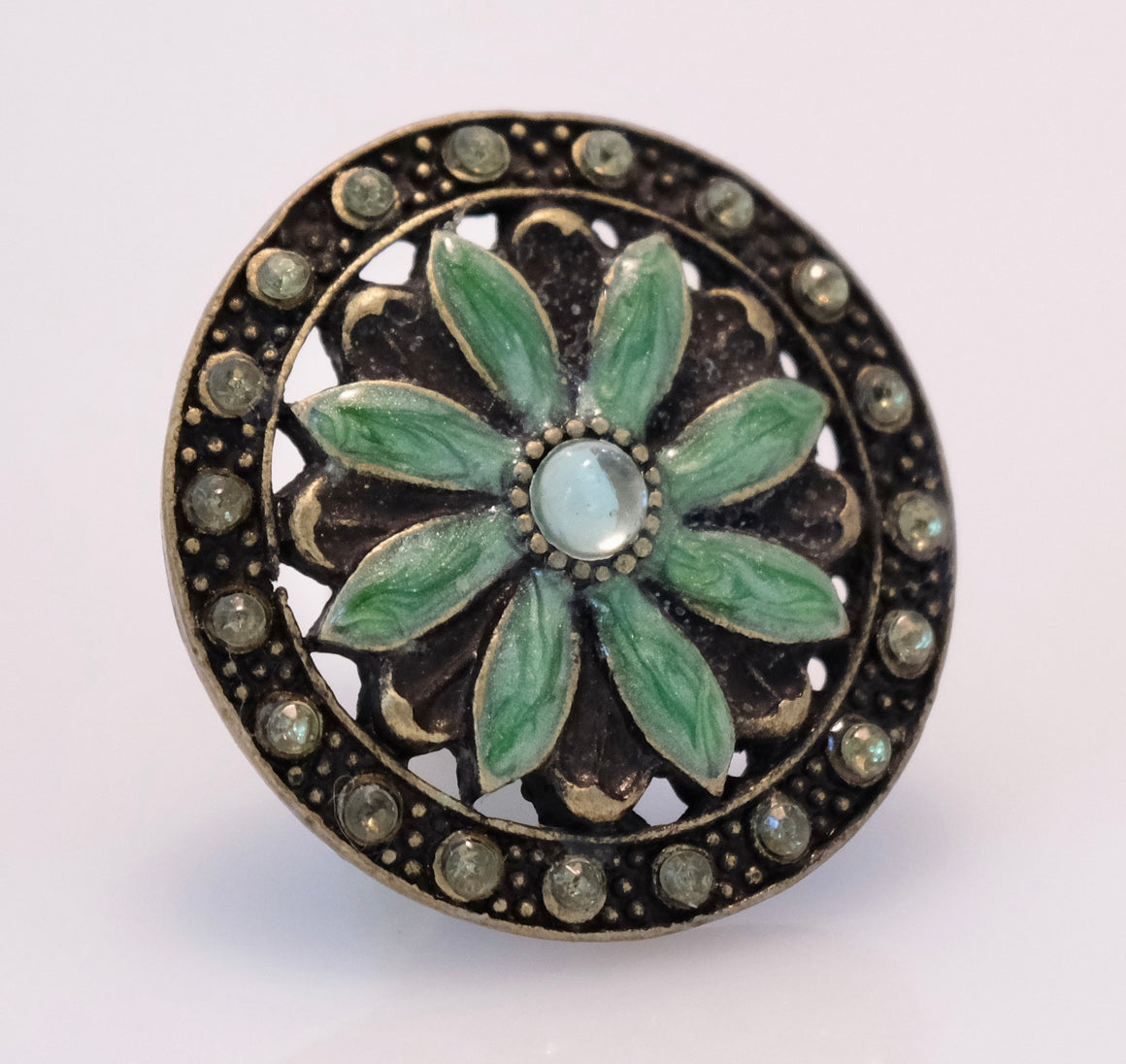 Handcrafted Jewel Knob - Green Petals