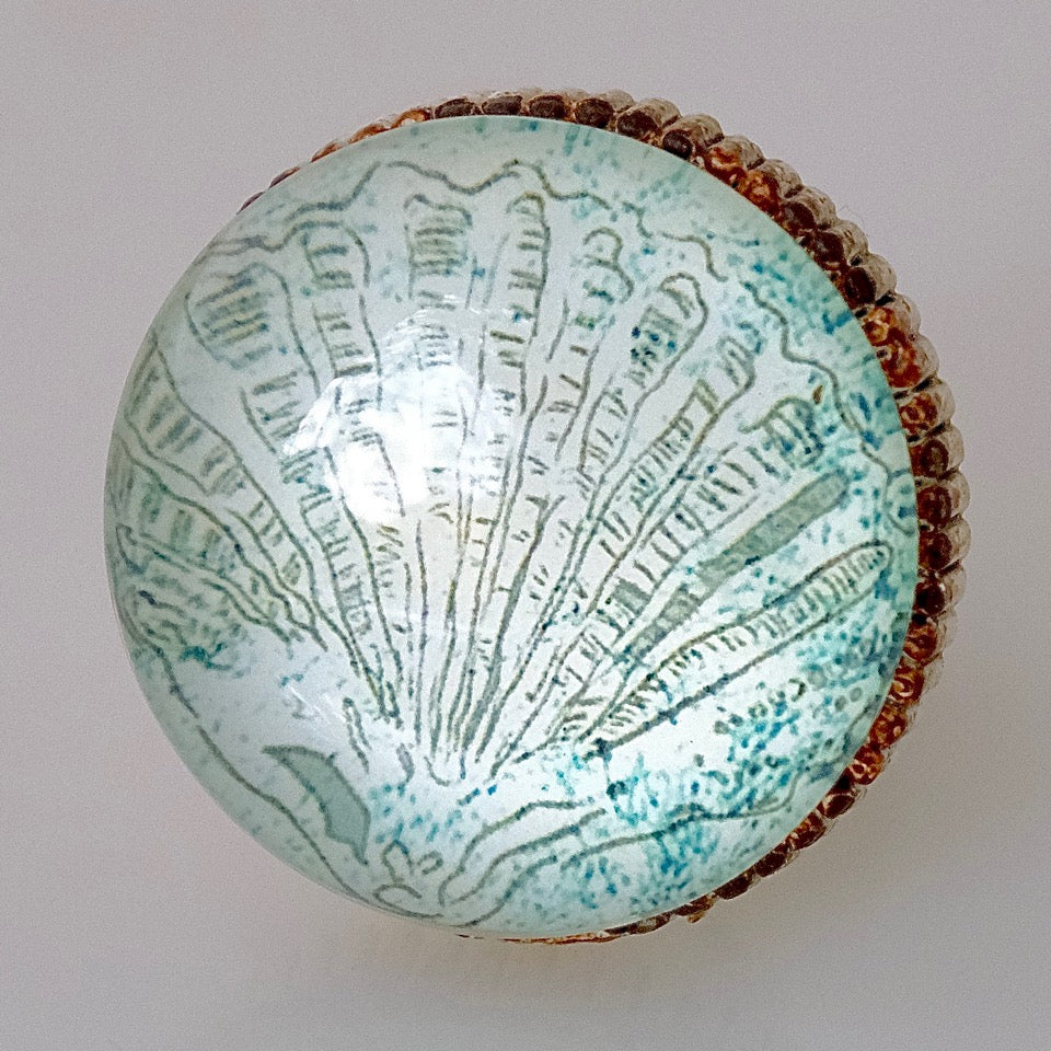 Retro Whitewashed Metal Knob – Blue Scallop Shell