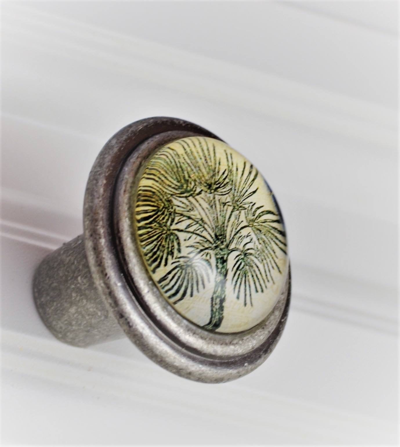 Burnished Silver Knob - Palm Tree