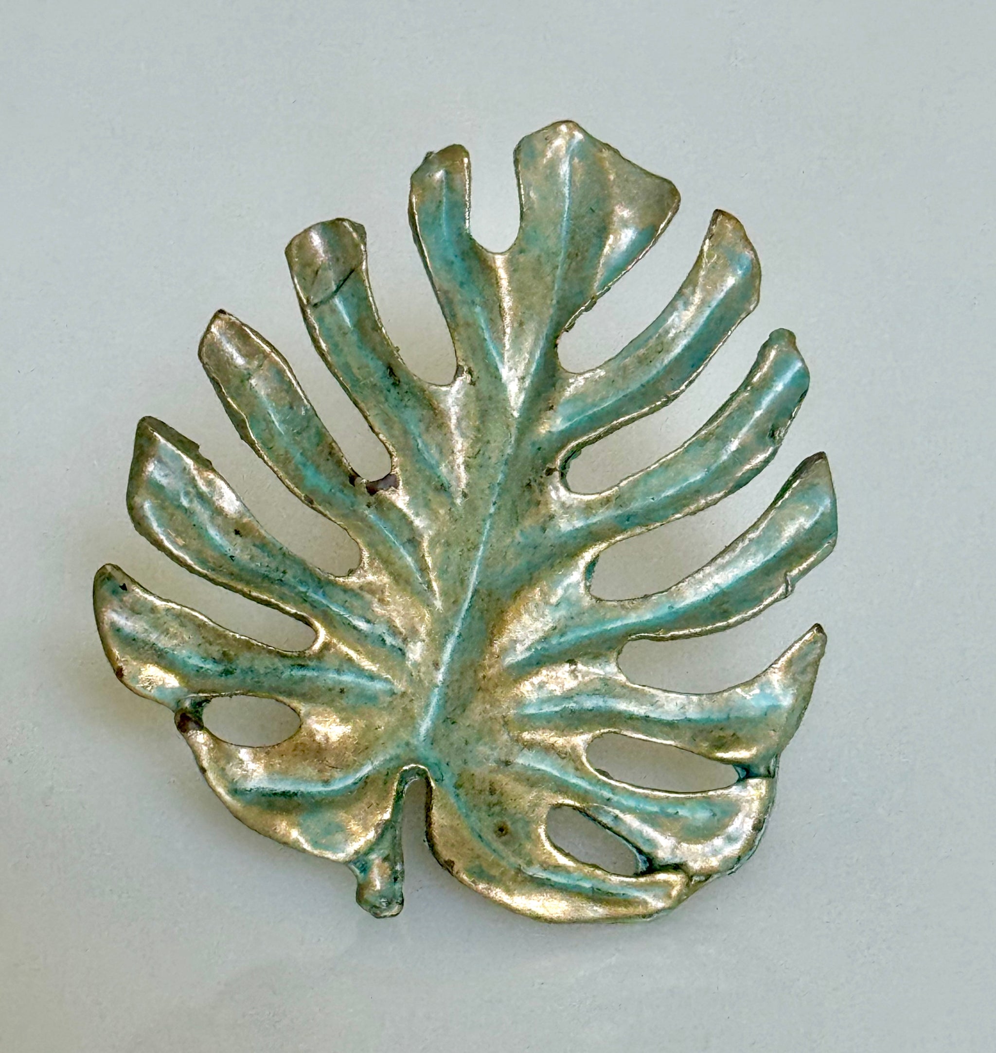 Oak ( Monstera ) Leaf Knob - Verdigris finish