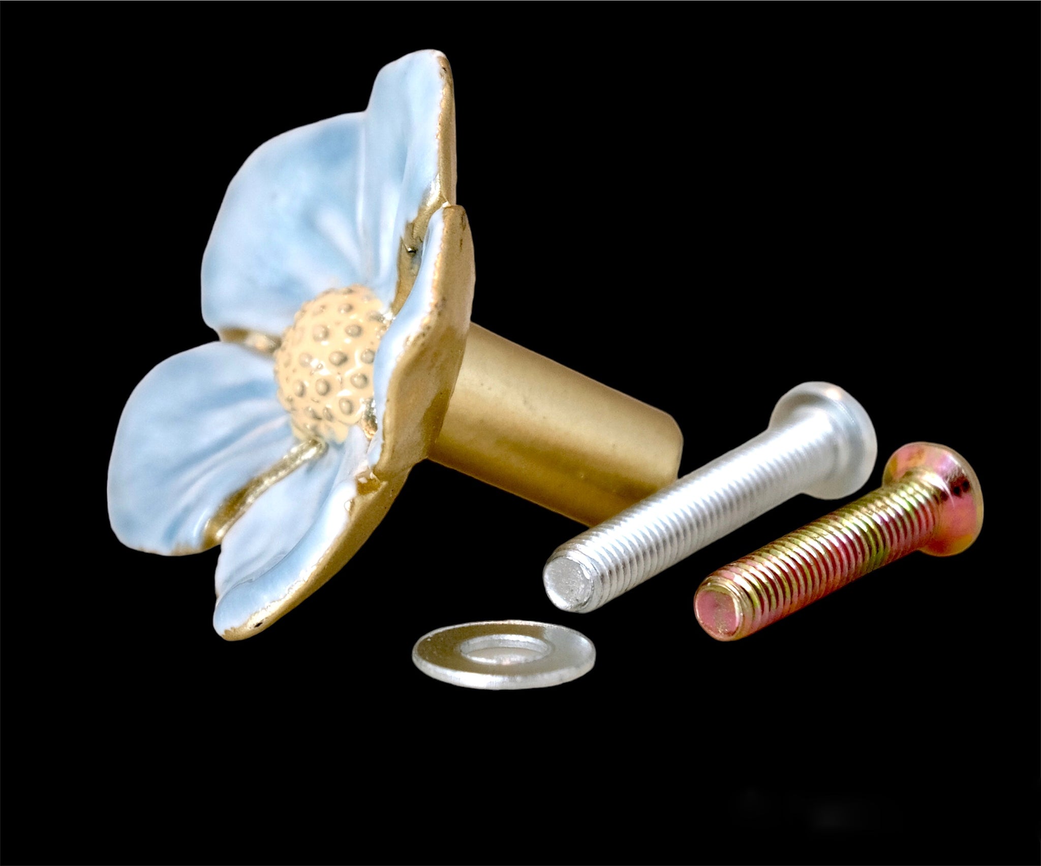 Flower Knob - Blue Primrose - ON BACKORDER TILL DEC 1 2025.Order now at this price! Restock to change due to tariffs