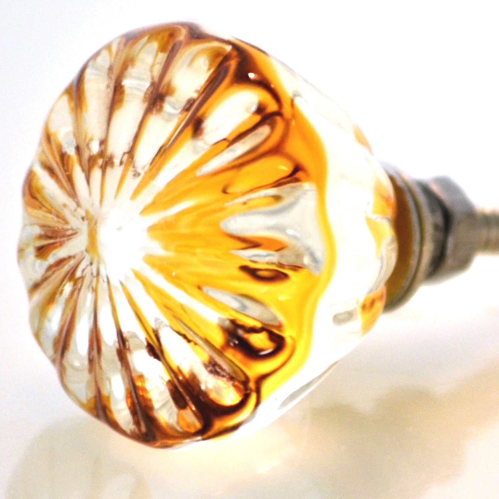 Amber Clear Glass Knob - Daisy