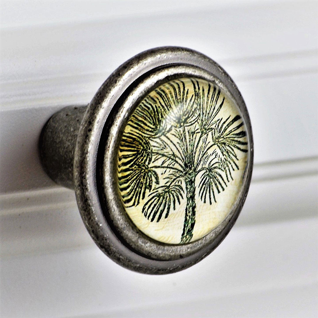 Burnished Silver Knob - Palm Tree