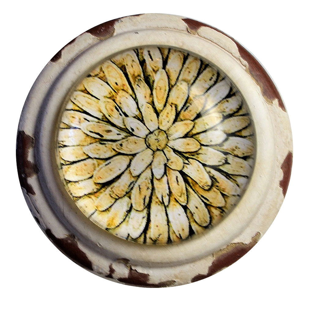 Retro Whitewashed Geometric Flower Knob
