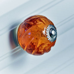 Crystal Glass Handcrafted Knob - Amber