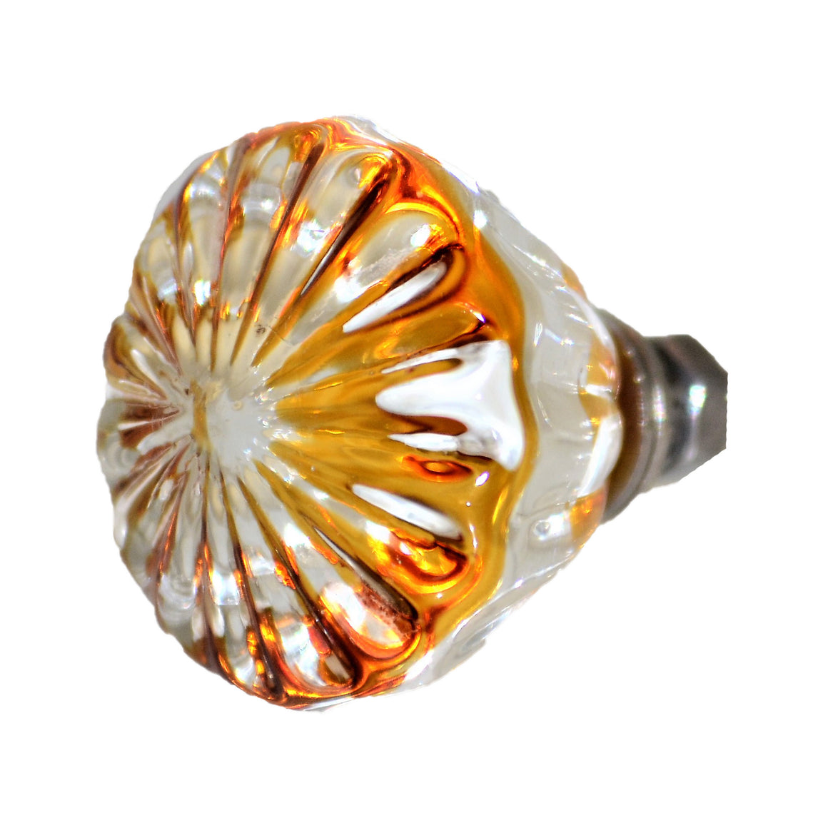 Amber Clear Glass Knob - Daisy