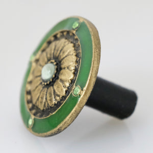 Jewel Knob - Teal and Gold Cloisonne