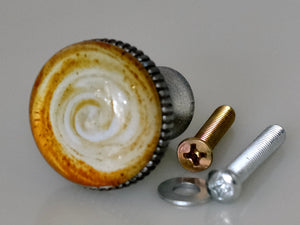 Coffee Latte Art Pewter Knob - Swirl Design