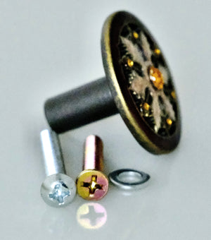 Cloisonne Jewel Knob - Gold and Ruby Wheel