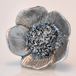 Flower Knob - Anemone Flower Silver Finish