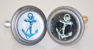 Anchor Knob - Blue and White