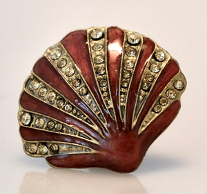 Cloisonne Jewel Knob - Scallop Shell Ruby