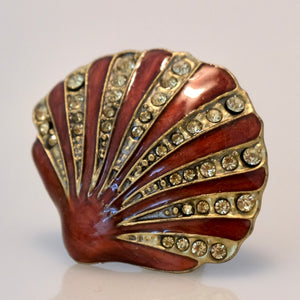 Cloisonne Jewel Knob - Scallop Shell Ruby