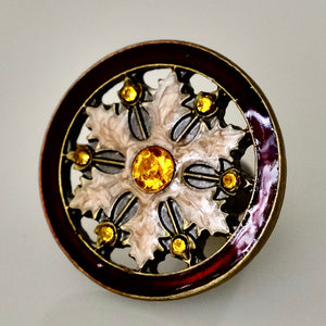 Cloisonne Jewel Knob - Gold and Ruby Wheel