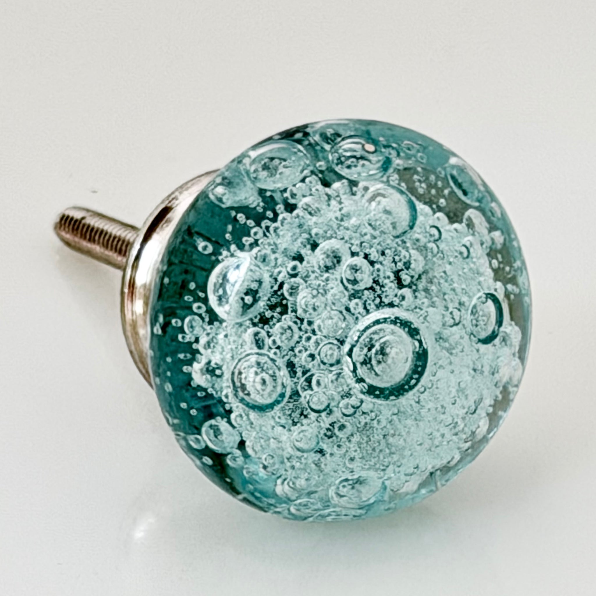 blue glass dresser knobs Lew's Hardware Mushroom Glass Transparent Cobalt/Brushed Nickel Round Cabinet Knob 37-101