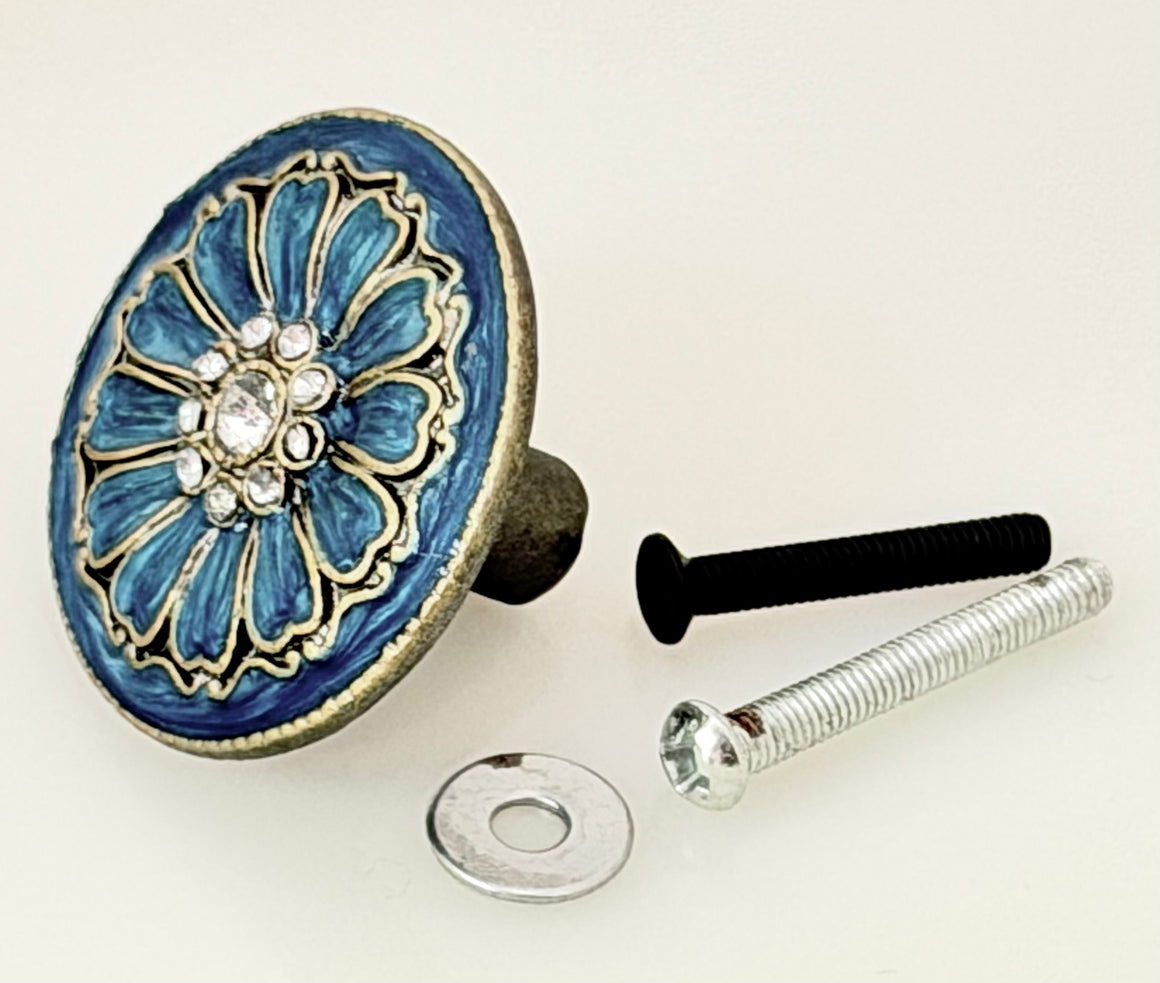 EE-503 Cloisonne Jewel Knob –  Rich Blue