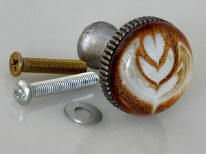 Coffee Latte Art Pewter Knob - Flora Design