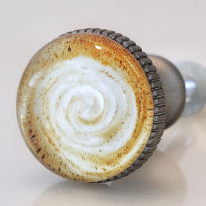 Coffee Latte Art Pewter Knob - Swirl Design