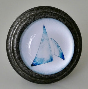 Blue and White Sails - Pewter Knob