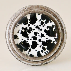 Burnished Silver Knob – Black & White Cow Fashion