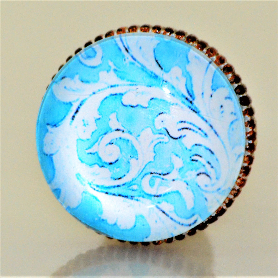 EE-112 X Blue and White Floral Knob