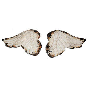 Whitewashed Pair of Cherub Wings Knobs