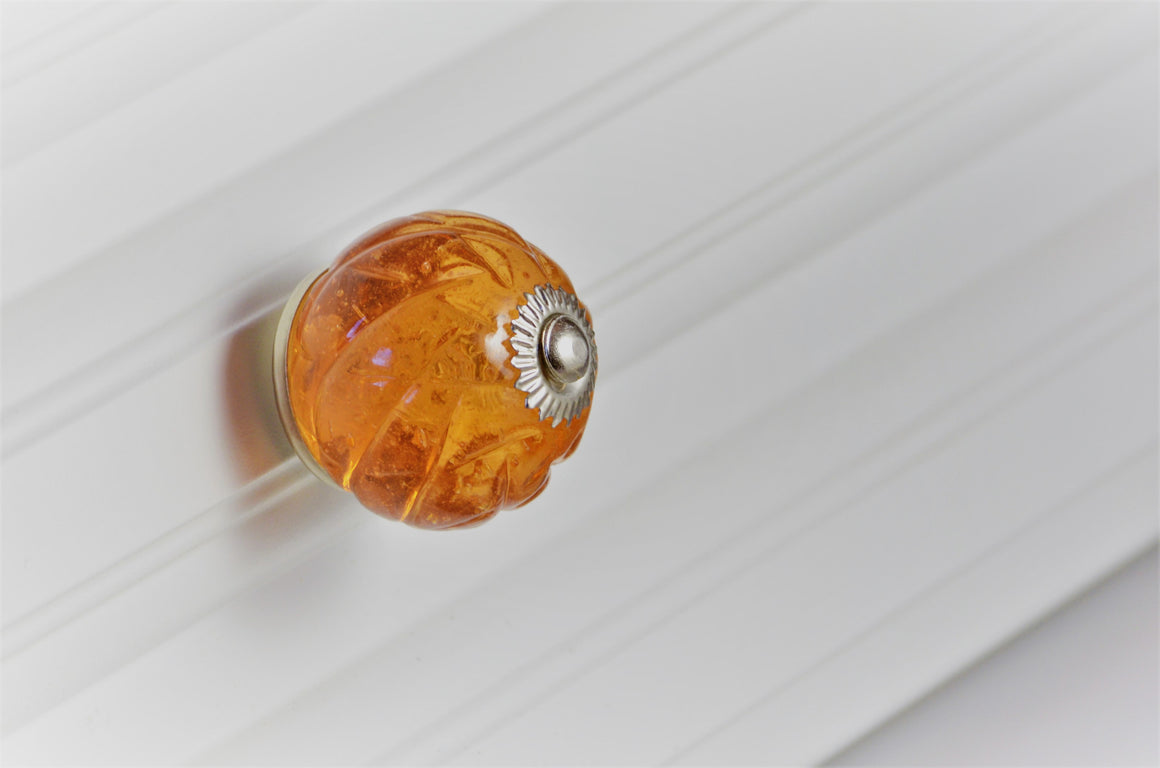 Crystal Glass Handcrafted Knob - Amber