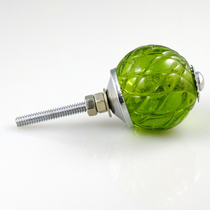 Crystal Glass Handcrafted Knob - Olive Green