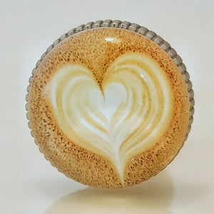 Coffee Latte Art Pewter Knob - Heart Design