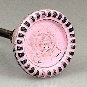 rustic distressed Vintage Pink Round Designed Iron Knob