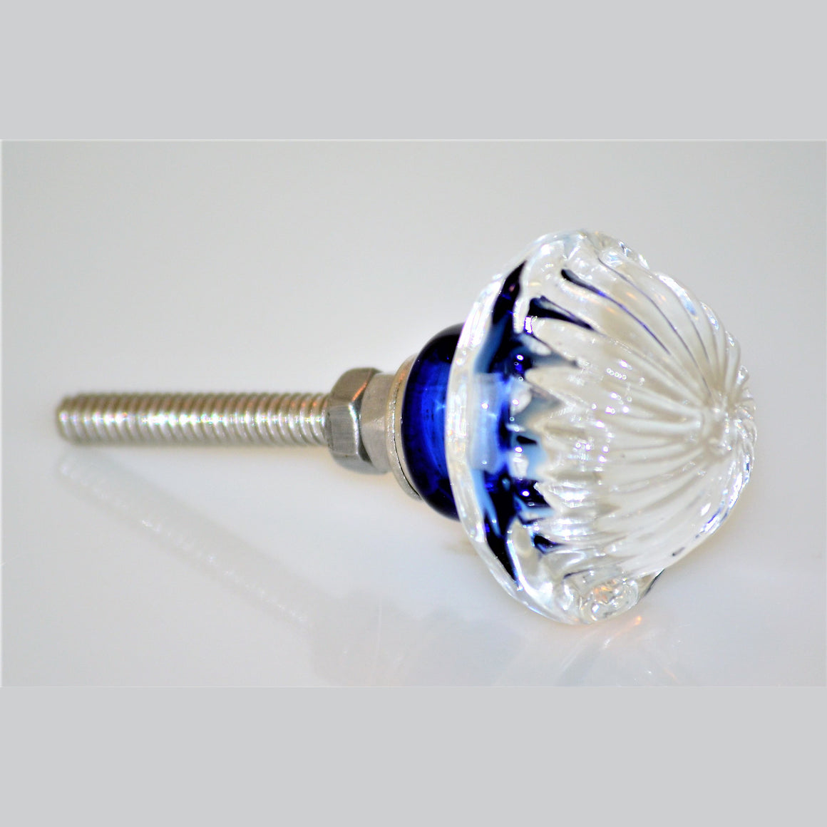 Blue and Clear Glass Knob