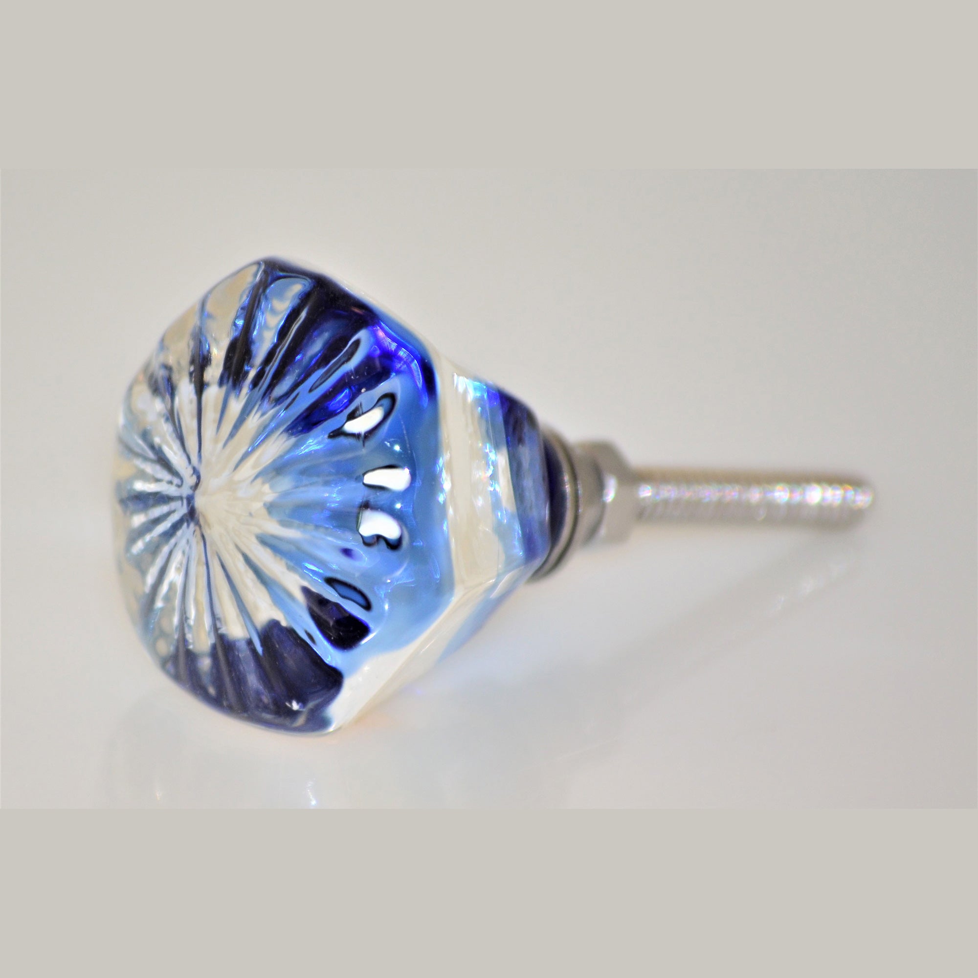 SY-03 Blue and Clear Glass Knob - Hexagon SY-03 Blue and Clear Glass Knob - Hexagon