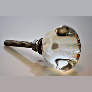 Amber and Clear Glass Knob - Faceted