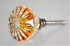 Amber Clear Glass Knob - Daisy