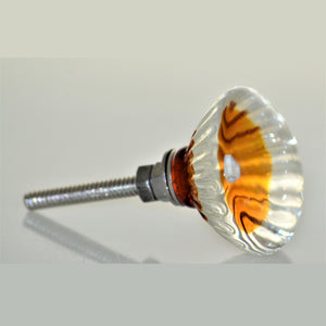 Amber and Clear Glass Knob - Buttercup